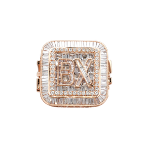 Luxury 10KT Pink Gold <b>Initial</b> <b>Ring</b> Iced Out Hip Hop Jewellery Natural Diamond Customisable for Parties Gifts-Sheetal Diamonds - Product Image 2