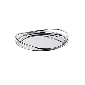 Plateau de service moderne en métal irrégulier avec poignées dorées, design poli fait main, pour plats de fête, plateau pour mariage - Product Image 3