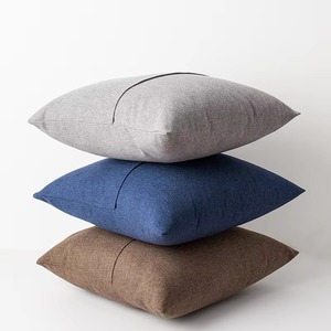 Funda de cojín cuadrada sólida con textura tejida y cierre de cremallera, funda de almohada lisa para sofá y hogar - Product Image 1
