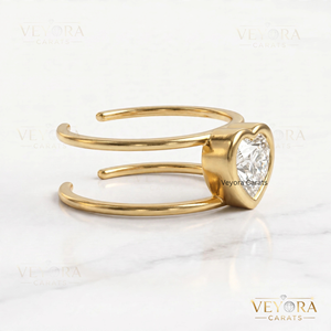 Bague en moissanite en forme de cœur, fabriquée en argent sterling 925 massif avec un design à sertissage clos, accent de bijouterie de luxe pour les bagues Oura. - Product Image 4