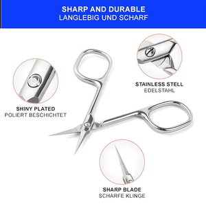 Ciseaux à cuticules en acier inoxydable poli miroir, courbés et tranchants, 9,4 cm, pour la beauté à domicile et en salon, manucure - Product Image 4