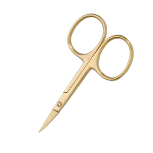 Nuevas Tijeras de Manicura Curvas de Acero Inoxidable con Hoja Afilada y Mango Dorado para el Cuidado de Cejas y Cutículas, Marca Privada OEM - Product Image 2