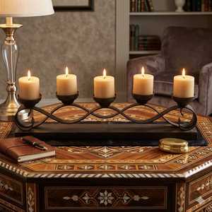 Support de bougie de Noël vintage en fer à cinq supports, résistant à la chaleur, fait main, écologique, luxe, géométrique, décoration d'intérieur, cadeau - Product Image 1