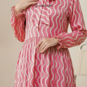 Vestido Gamis Musulmán para Mujer Shouqin Hazel, Satén de Seda, Elegante, Moderno, Estampado, Manga Larga, Abaya Modesta, Tallas Grandes XS-XXL, Venta al Por Mayor - Product Image 4