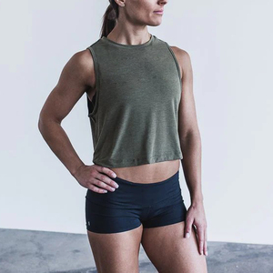 High Quality Girls Tank <b>Top</b> Gym Workout Wear Slightly Cropped Tank <b>Top</b> Women Polyester Spandex Girls Muscle Tank - Product Image 2