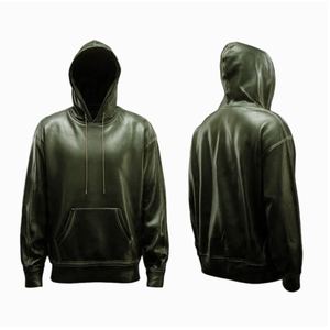 Premium Quality Leather Hoodie For Men Winter Collection Adults Size Outdoor Wear Men’s <b>Hoodies</b> Street Wear <b>Trendy</b> Style - Product Image 2