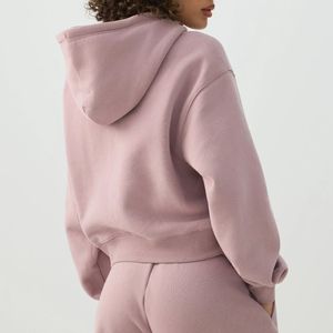 Ensemble 2 pièces à capuche pour femme, avec poches zippées, couleurs unies, en molleton de coton, coupe décontractée ample, longueur intégrale, idéal pour l'hiver – Vente chaude - Product Image 6