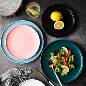 Ceramic Porcelain Dinner Plates Five Colours Minimalist Design Smooth Glossy Underglaze Microwave Dishwasher Safe Durable - Product Image 2