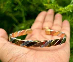 Belladec Women's Tri Color Twisted Red Copper <b>Bracelet</b> Handmade Open Cuff Elegant <b>Healing</b> Fashion Jewelry Unique Premium Quality - Product Image 6
