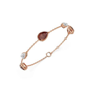 Rose Gold Plated Garnet & Diamond Chain <b>Bracelet</b> Women's Luxury Water Drop Wedding Jewelry - Product Image 1
