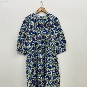 Robe en gaze de coton biologique : Robes à imprimé floral artisanal - Product Image 1