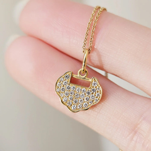 Collier pendentif en forme de cœur plaqué or 18 carats de luxe avec chaîne en cristal et strass, unisexe, à porter tous les jours - Product Image 1