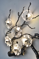 Applique murale ovale en verre motif fleur de prunier avec base en laiton massif, hauteur réglable, télécommande pour intérieurs d'hôtels de luxe - Commande personnalisée