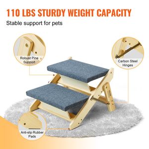 Rampa per Animali Domestici 2-in-1 Convertibile in Legno, Scala per Cani per Letti, Divani e Veicoli, Supporta Animali di Piccola e Grande Taglia fino a 1 Tonnellata - Product Image 4