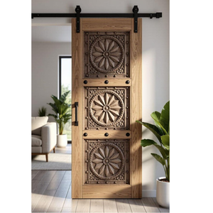 ประตูบานเลื่อนไม้แกะสลักลายดาวแมนดาลาสุดหรู งานฝีมือประณีต ตกแต่งทางเข้าภายในอย่างมีศิลปะ - Product Image 4