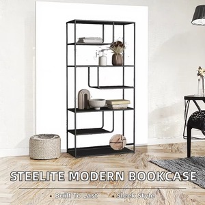 STEELITE <b>Modern</b> Steel Bookcase 6 <b>Shelves</b> Freestanding Etagere Shelf for Living Room Home Office Durable Design - Product Image 1