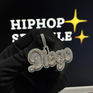 Two Tone <b>Custom</b> <b>Name</b> Moissanite Pendant 2 Inch 925 Sterling Silver Rose Gold White Gold Iced Out Hip Hop Unisex <b>Necklace</b> - Product Image 5