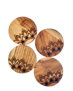 Eco-Friendly Drink <b>Coasters</b> for Home and Office, Set of 4 Wooden Table <b>Coaster</b> Set for Cups, Mugs & Glasses. <b>Heat</b> Resistance. - Product Image 1