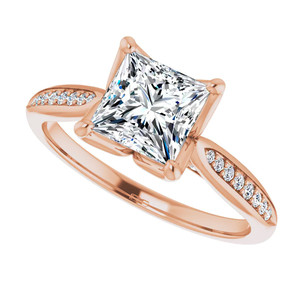 Bague de fiançailles classique et élégante en or massif 10K 14K 18K avec diamant de laboratoire Princess Tulip Cathedral, certifiée IGI, pour femme - Product Image 3