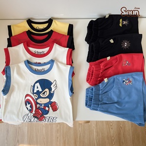 Conjunto de Camiseta y Camiseta sin Mangas para Niños SeunKids, 100% Algodón Suave, Estampado de Héroes, Ropa Casual, Precio de Fábrica - Product Image 3