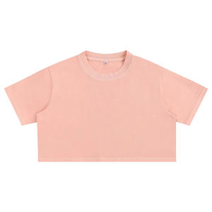T-shirt court à manches courtes élégant et incontournable pour l'été 2026, en 100 % coton, coupe ajustée pour femme, personnalisable - Product Image 3