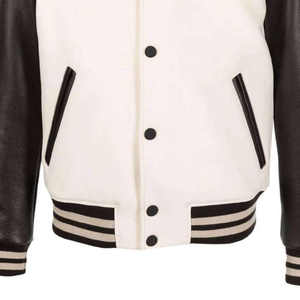 Custom <b>Men</b> Vintage Baseball Varsity <b>Jacket</b> High Quality Streetwear Patchwork Bomber Letterman <b>Jackets</b> with <b>Leather</b> Sleeves - Product Image 5