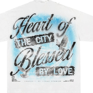 T-shirt blanc à manches courtes pour homme, coupe classique, style urbain, jersey 100% coton, tricoté, collection Heart of the City Blessed Love - Product Image 5