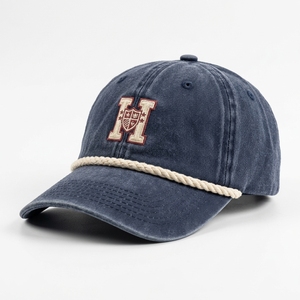Gorra de béisbol de mezclilla desgastada, gorra de algodón personalizada, bordado retro con parche circular, visera curva lavada, gorra de papá sin estructura - Product Image 6