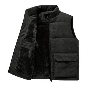 Wholesale Custom Warm Men's Puffer Vest Shiny <b>Fabric</b> Light Weight Quilted Padded Vest OEM Customized Sleeveless Jacket for Mens - Product Image 2