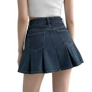 กระโปรงยีนส์เอวสูงทรง Y2K สำหรับผู้หญิง กระโปรงมินิจีบพร้อมเข็มขัด สไตล์ลำลองสำหรับฤดูร้อน แฟชั่นเกาหลี - Product Image 2