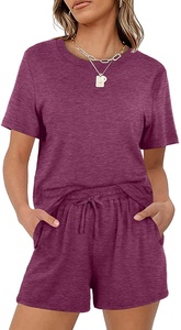 Ensemble 2 pièces pour femmes, t-shirt à manches courtes, Shorts à taille élastique, habits d'été personnalisés, pour femmes et dames - Product Image 3