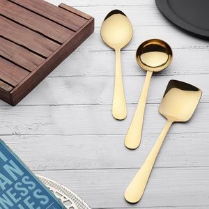 Juego de 3 Cucharas de Servir Doradas de Acero Inoxidable para Mesa de Comedor, Cocina, Arroz, Curry, Ensalada, Postre - Product Image 3