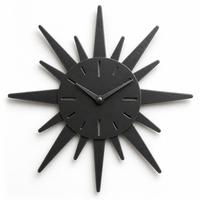 Reloj de Pared Metálico de 60cm con Diseño de Rayos de Sol, Movimiento Silencioso, Color Negro Oxidado, Hecho a Mano, Decoración para el Hogar