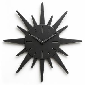 <b>Oversized</b> 60cm Metal Sunburst <b>Wall</b> <b>Clock</b> Silent Movement Oxidised Black Handmade Home Decor - Product Image 1