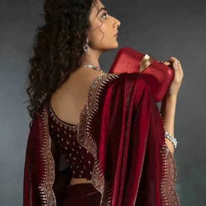 Sari de chifón estilo Bollywood con adornos KV - Product Image 1