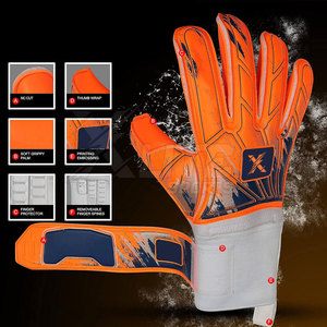 High Quality Custom Printed Leather <b>Football</b> Training Youth Goalkeeper Gloves <b>Foam</b> Backhand Non-Slip Hook Loop Closure - Product Image 4