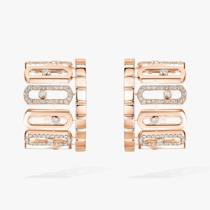 Boucles d'oreilles clous en or rose et diamants, design géométrique, sertissage en canal, luxe, pour femme, usage quotidien - Product Image 1