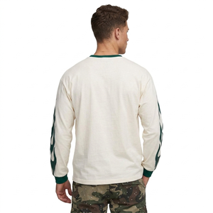 Camiseta de algodón grueso personalizada con bordado OEM, manga larga, paneles en contraste, corte holgado para hombre, ajuste cuadrado, logotipo personalizado ODM - Product Image 3