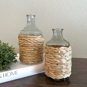 Ensemble de supports en verre en jacinthe d'eau, gaine de carafe unique, couvre-verres tressés de qualité supérieure - Product Image 5