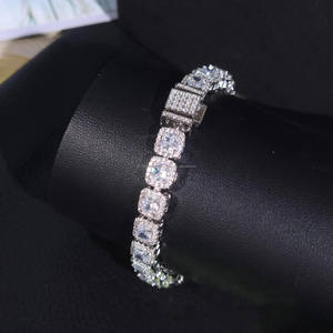 Pulsera de tenis de moissanita chapada en rodio con incrustaciones de diamantes, estilo hip hop, joyería para mujer, regalo para novia, cumpleaños y boda - Product Image 4