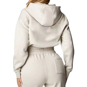 Fabricant OEM/ODM Personnalisé – Sweat à Capuche Court Femme Oversize avec Fermeture Éclair – Fournisseur de Sweats à Capuche Tendance en Coton Lourd Doublé 100% - Product Image 5
