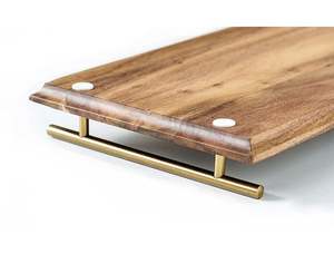 Bandeja de Servir de Madera Natural de Vietnam LAC VIET con Asa de Metal, Acabado Cepillado de Grado Comercial, Patrón Tribal, Tamaño Personalizable, para Alimentos - Product Image 2
