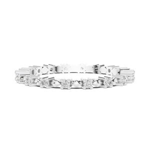 Anillo de Diamantes Cultivados en Laboratorio con Corte Alternado, Chapado en Rodio Blanco de 18 Quilates sobre Oro Sólido, para Compromiso, Boda, Regalo, Fiesta, Uso Diario - Product Image 3