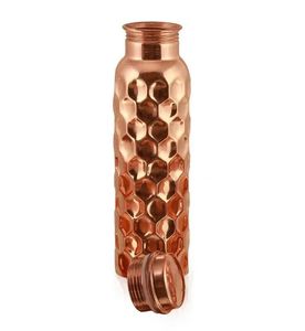 Best Seller Rustic Hammered Copper Water Bottle Handmade Ayurveda <b>Drinkware</b> For Sports Yoga And Travel - Product Image 5