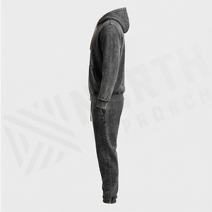 Conjuntos de Dos Piezas Unisex de Diseño Personalizado: Pantalones Jogger y Sudadera con Efecto Desgastado, Lavado Ácido y Estilo Vintage - Product Image 3