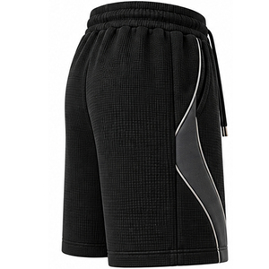 Shorts en tricot gaufré pour hommes, vêtements de sport personnalisés OEM, shorts décontractés d'été, taille élastique avec cordon de serrage, shorts de fitness, de gym, d'entraînement - Product Image 5