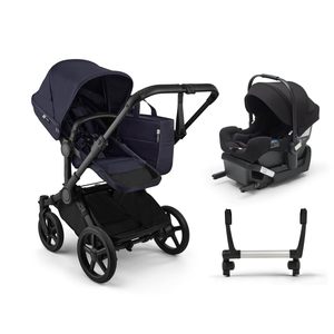Sistema de Viaje para <span class=keywords><strong>Cochecito</strong></span> Bugaboo Donkey 6 Convertible de Uno a Dos Asientos - Paquete con Silla de Auto Turtle Air Shield de <span class=keywords><strong>Nuna</strong></span> - Color Azul Índigo Profundo - Product Image 1