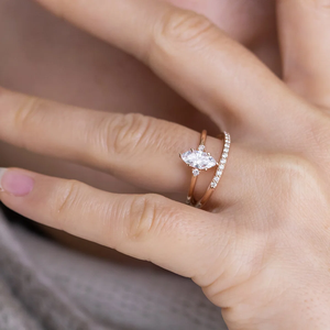 แหวนหมั้นเพชรทรงมาร์คีส์ทองคำ 14k สำหรับผู้หญิง สไตล์คลาสสิก - Product Image 2