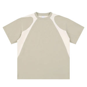 T-shirt streetwear pour homme personnalisé, coutures contrastées, streetwear décontracté pour homme, polaire léger à manches courtes - Product Image 1