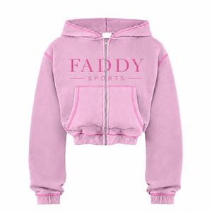 Custom Logo Women Pink <b>Cropped</b> <b>Zip</b> <b>Up</b> Hoodie Streetwear Y2K Oversized Fleece Cotton Sweatshirt Casual Sports Crop Top Hoody - Product Image 2